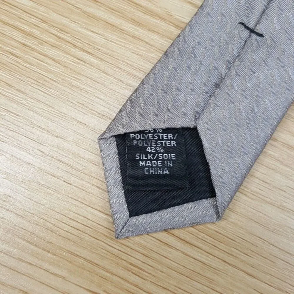 CALVIN KLEIN Mens Neck Tie Gray Woven Diagonal Silk Blend Classic Pointed